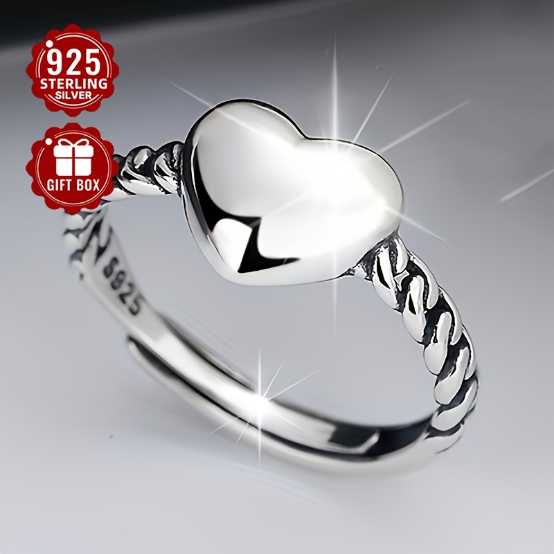 Vana Heart Shaped 925 Silver Twist Ring